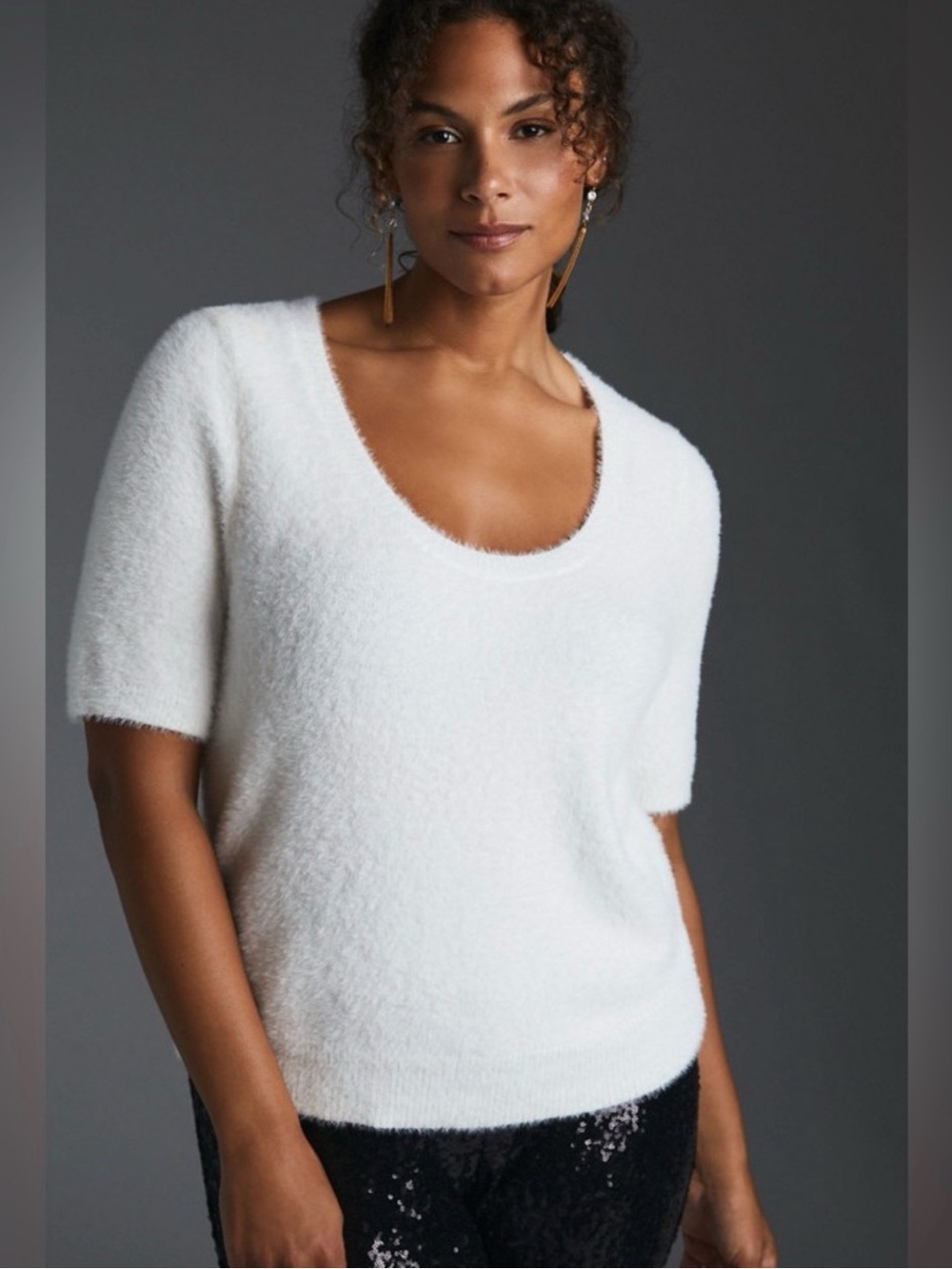 Maeve by Anthropologie Scoop Neck Eyelash Soft Sweater Tee Size Small